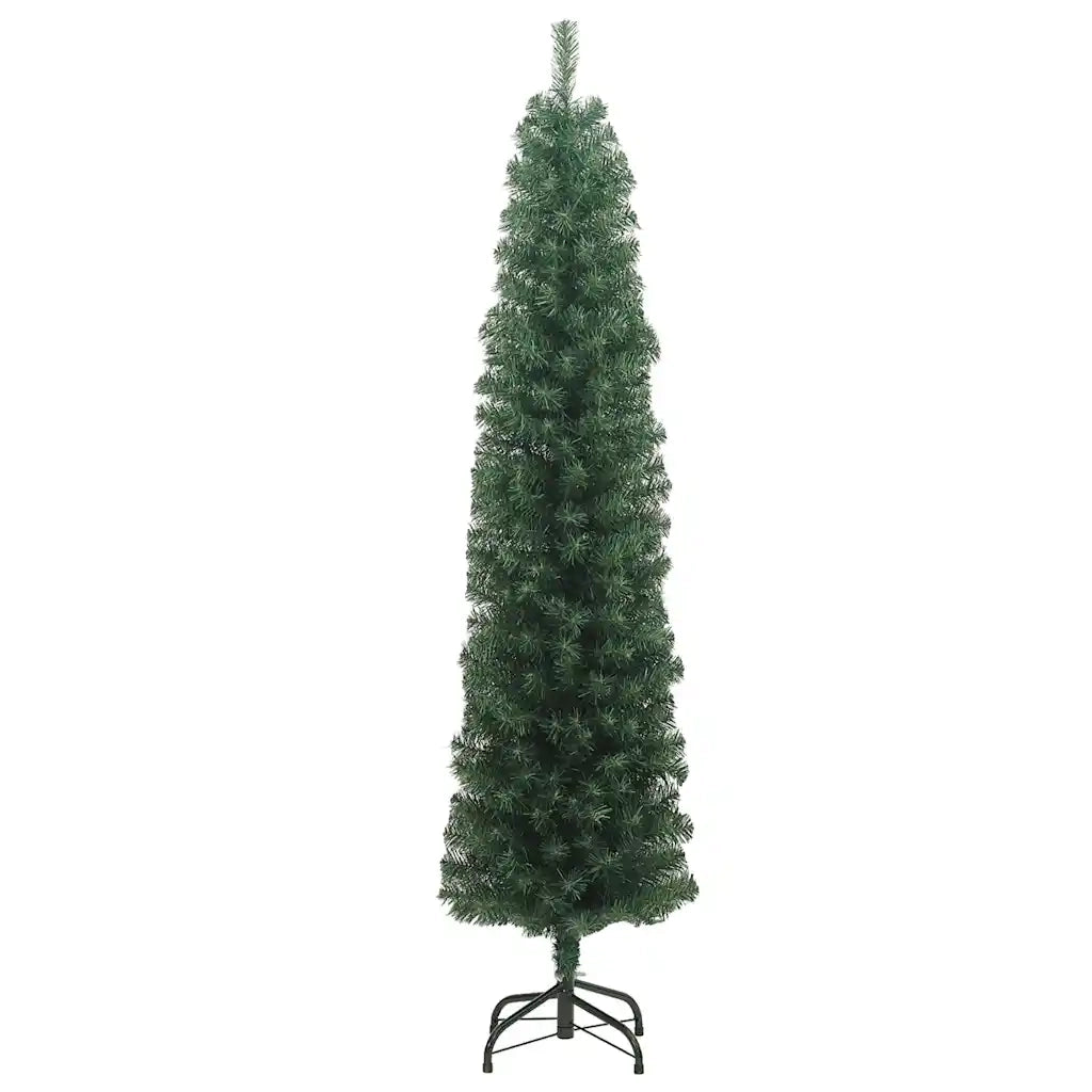 Albero di Natale Artificiale Sottile con Base Verde 240 cm PVC 320952
