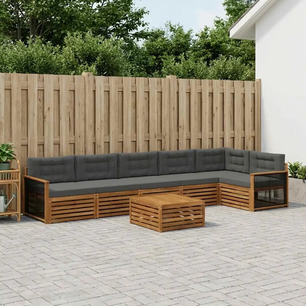 Set di divani da esterno con cuscino 7 pcs Naturale e Antracite 3383445