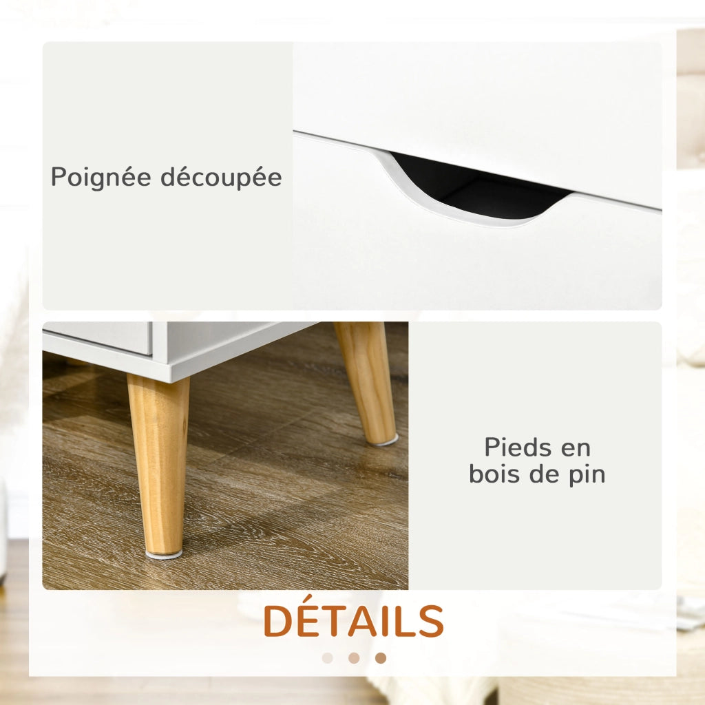 Comodino con 2 cassetti ¨C Minimal ¨C Bianco 40x35x50,5 cm