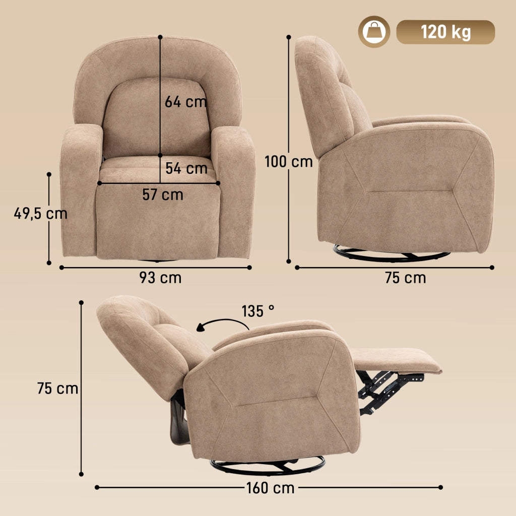 Poltrona girevole relax ¨C Xylo ¨C Tessuto velluto khaki