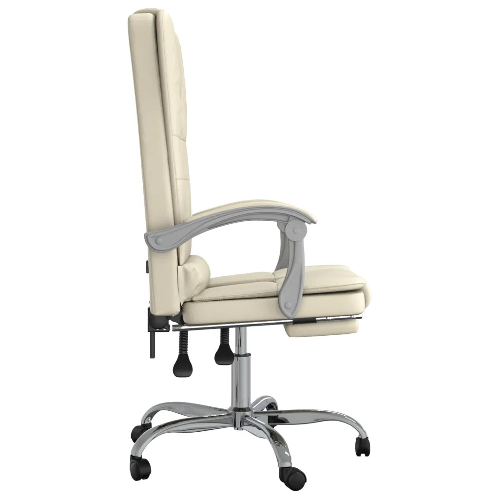 Poltrona da Ufficio Massaggiante Reclinabile Crema Similpelle 349670