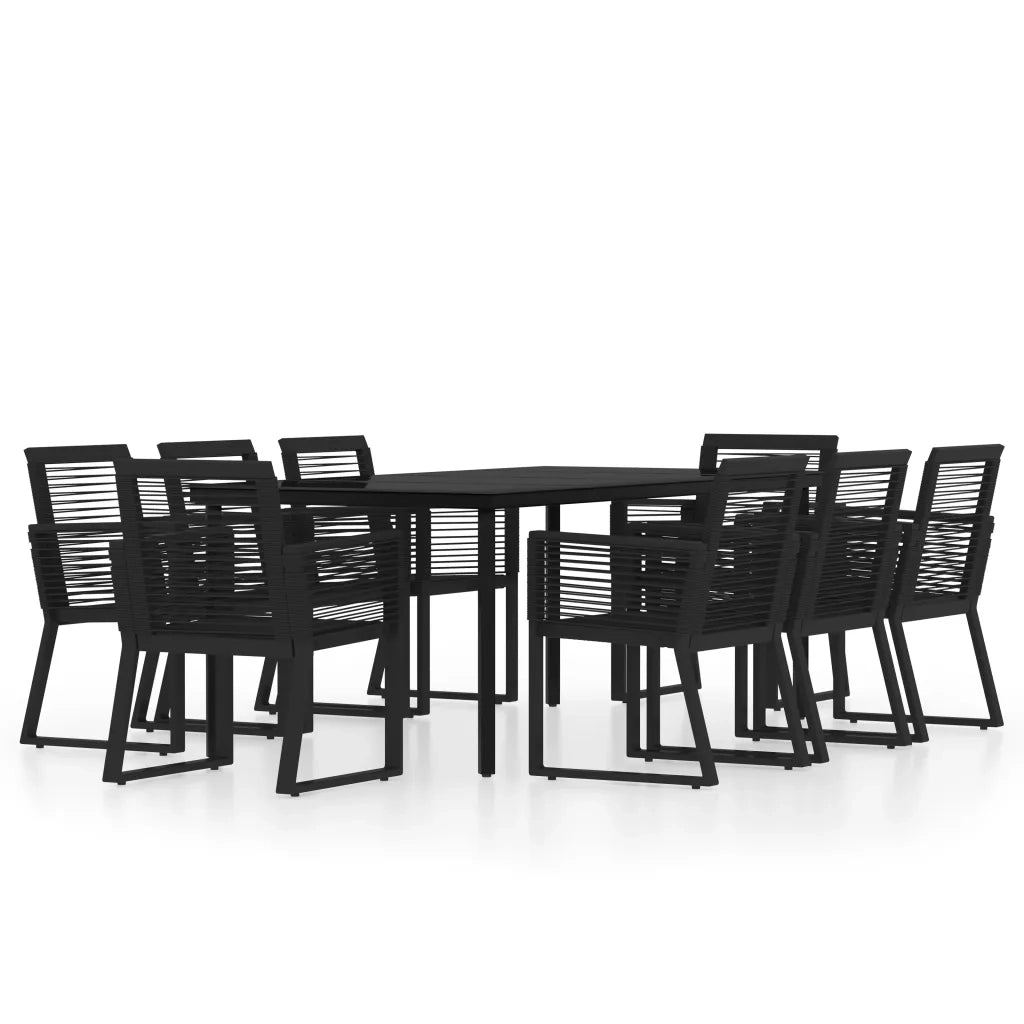 Set da Pranzo per Giardino 9 pz con Cuscini Nero 3099154