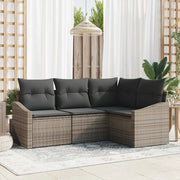 Set Divano da Giardino con cuscino 4 pcs Grigio polyrattan 3355368