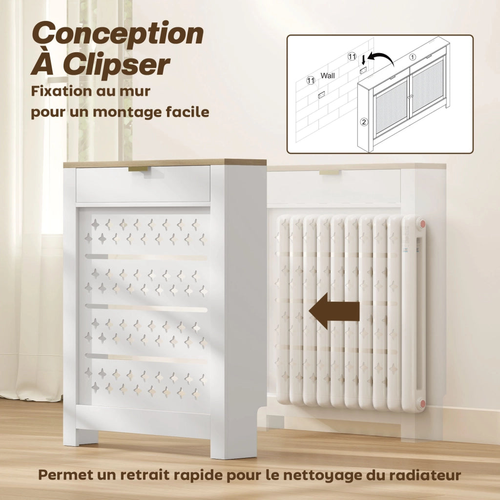 Copriradiatore con mobiletto e ripiano ¨C Minimal ¨C 78x19x95.5 bianco