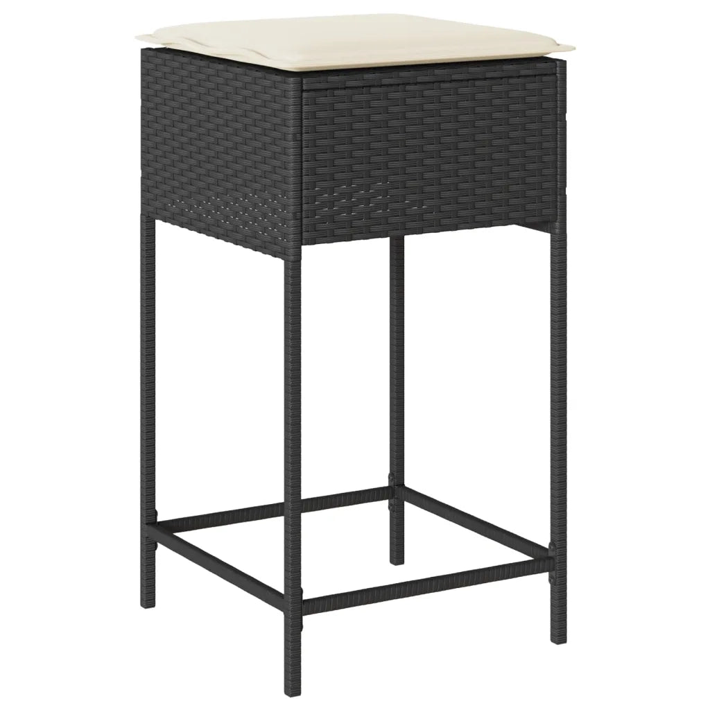 Set Bar da Giardino 5 pz con Cuscini in Polyrattan Nero 3261466