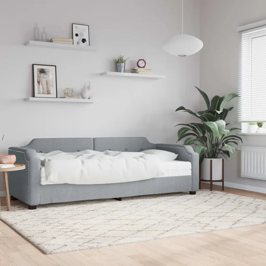 Divano Letto con Materasso-Sofa Letto-Daybed Grigio Chiaro 80x200 cm in Tessuto 555036