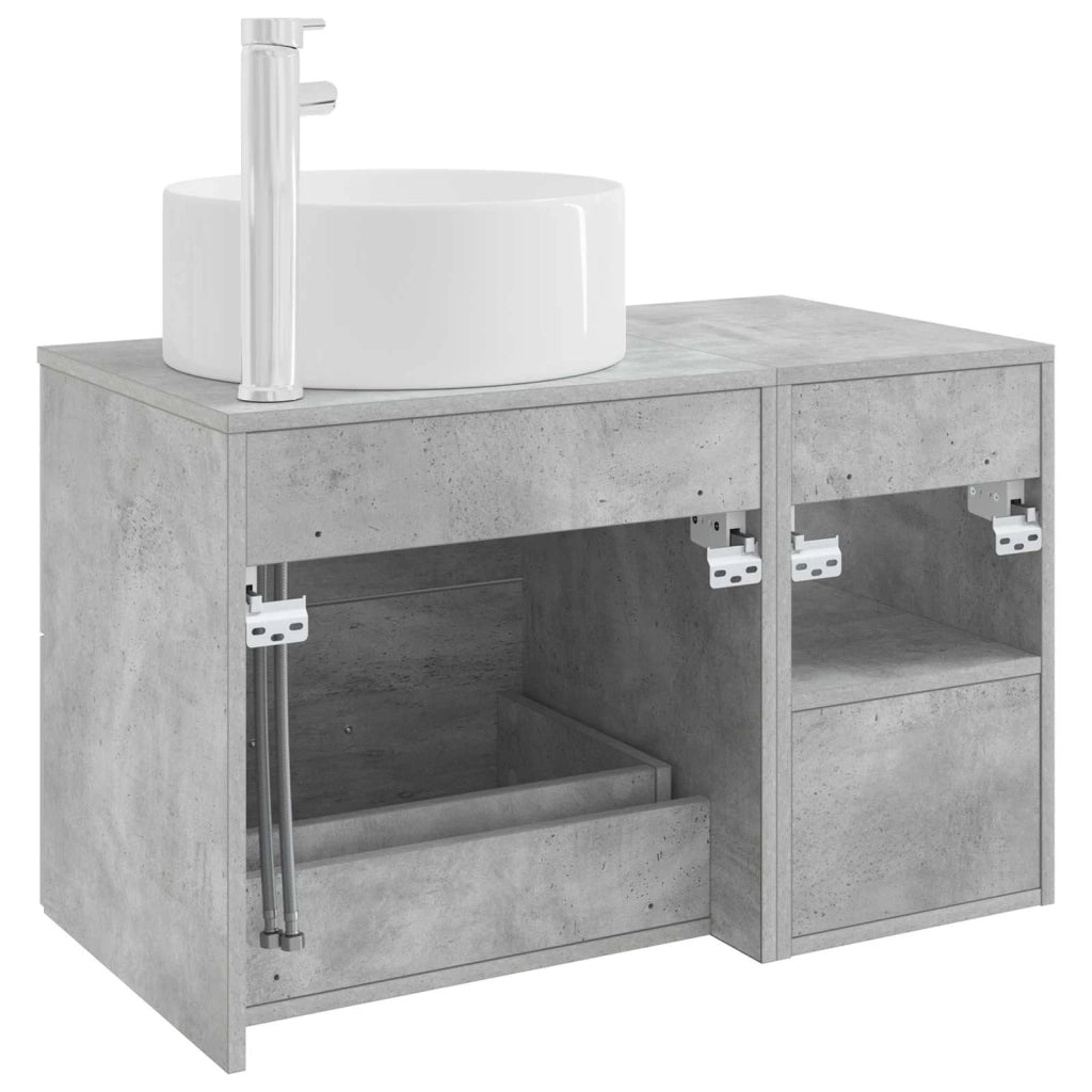 Set di mobili per il bagno 2 pz Grigio Cemento 3403931