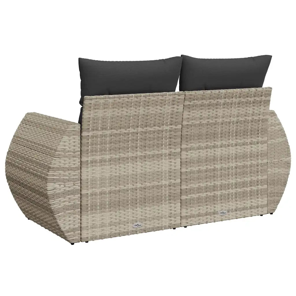 Divano da Giardino con Cuscini 2 Posti Grigio Chiaro Polyrattan 366197