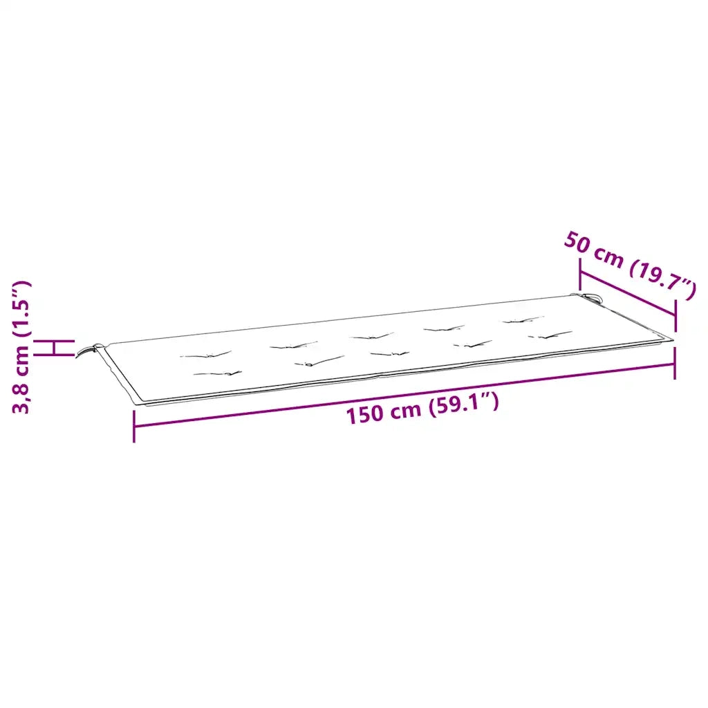 Panchina da Giardino 3 Posti e Cuscino 150cm Massello Eucalipto 3060997