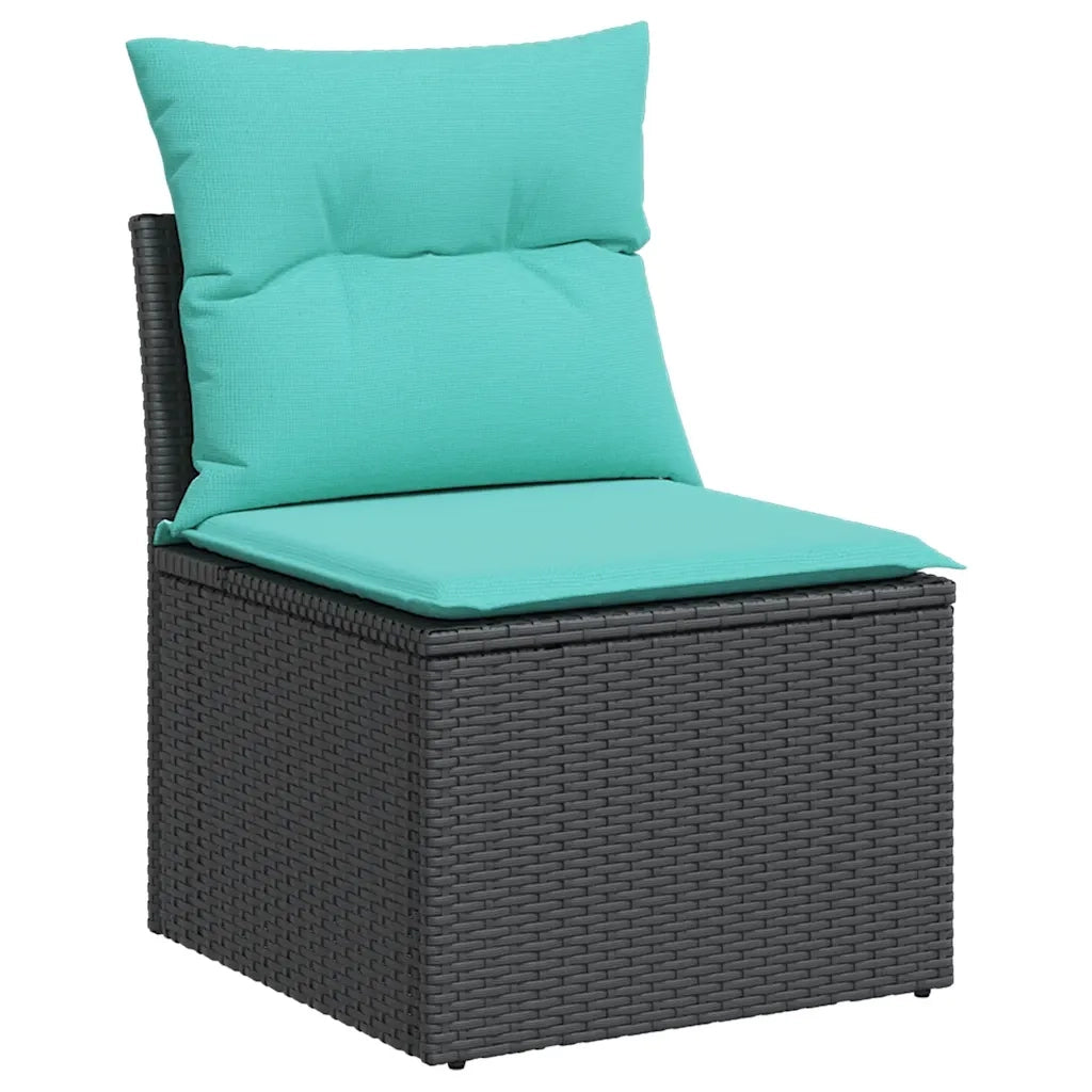 Set Divani da Giardino 10 pz con Cuscini Nero in Polyrattan 3227191