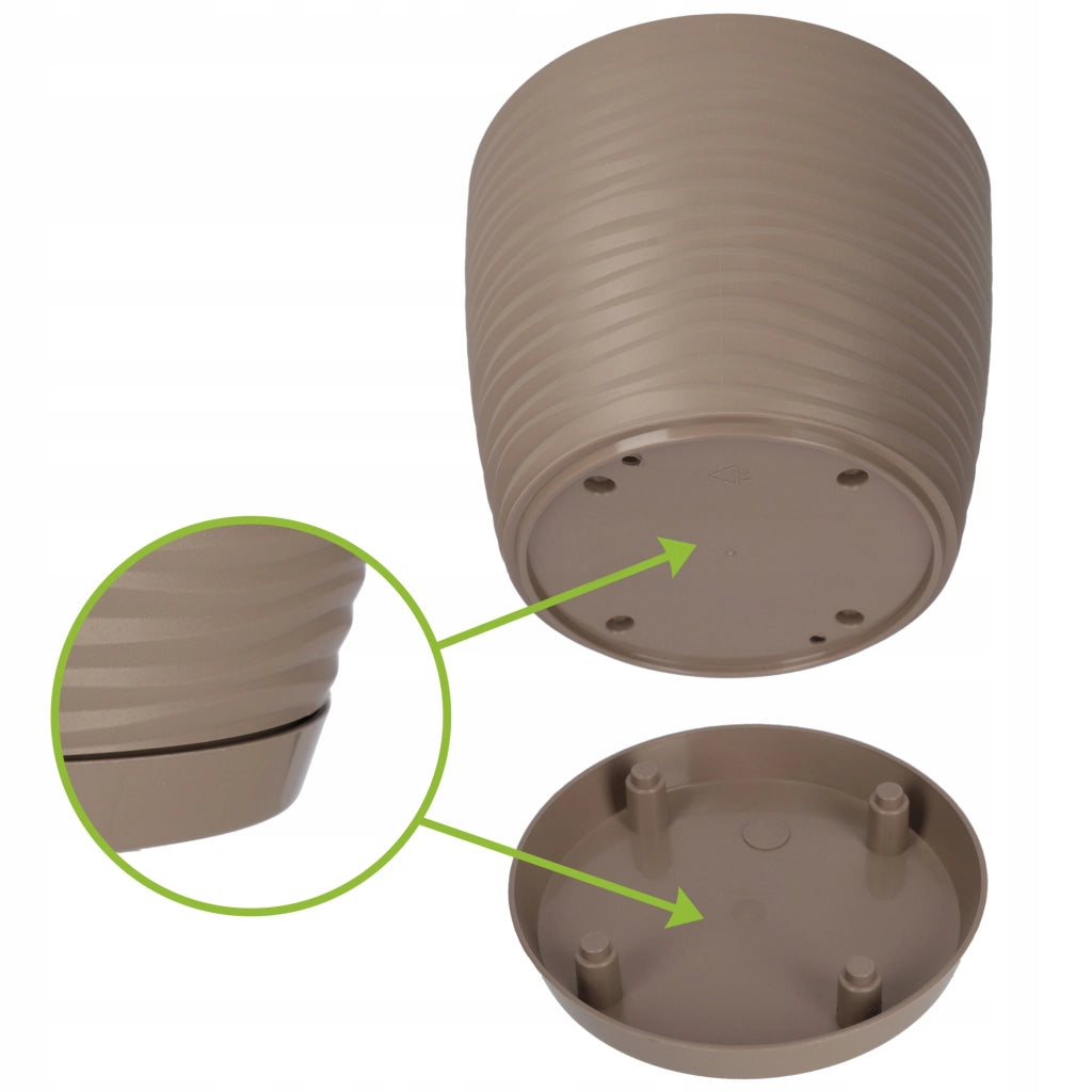 Vaso da fiori KADAX rotondo da 15 cm in plastica beige