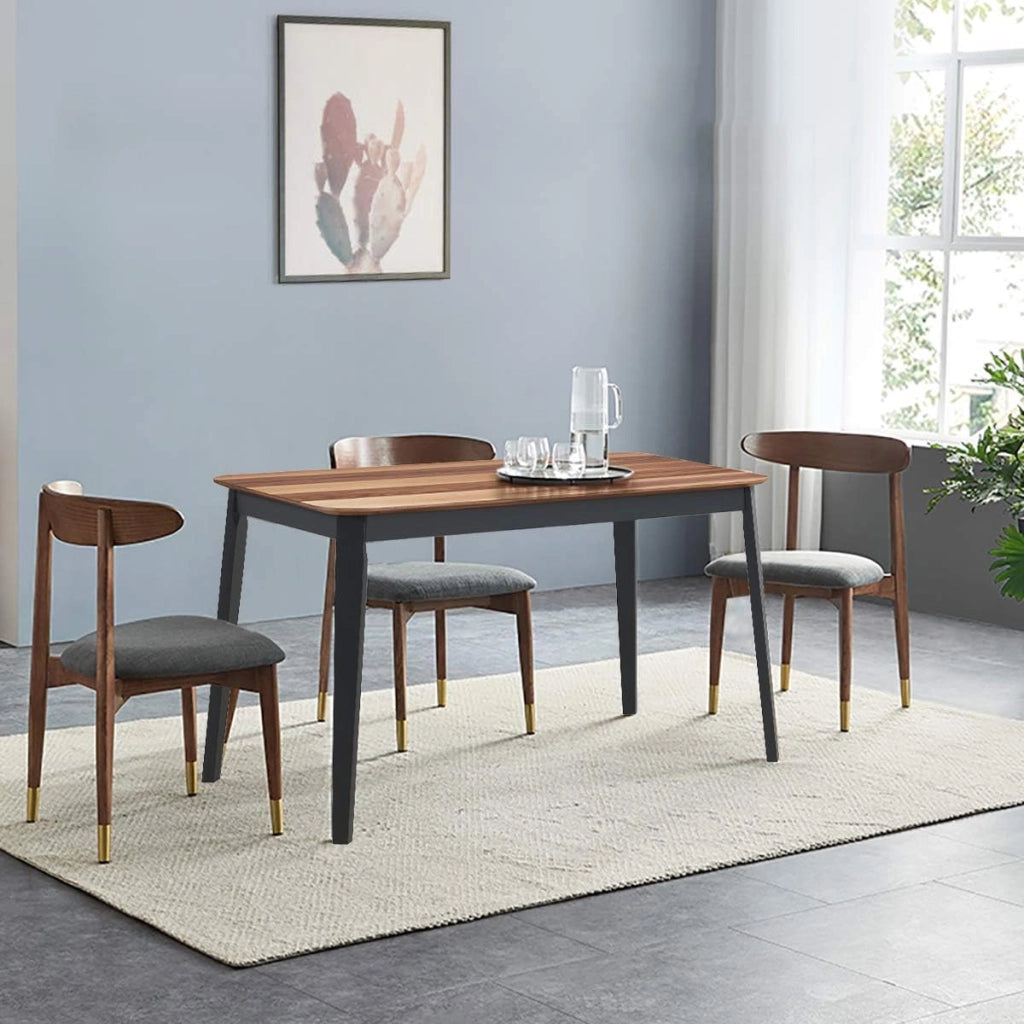 - Tavolo da pranzo in legno, rettangolare da cucina, arredamento moderno per sala da pranzo (noce e nero)