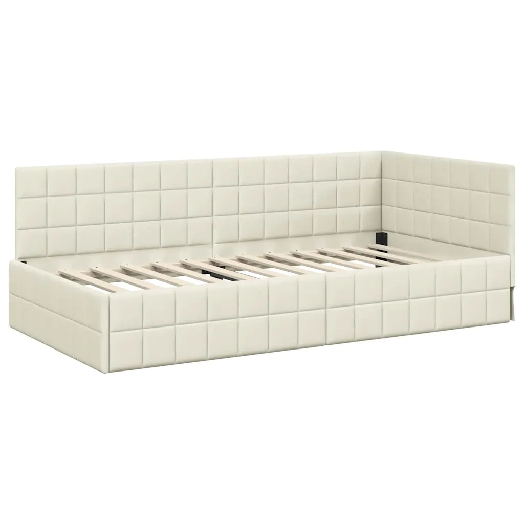 Cornice del letto ad angolo Crema 90 cm x 190 cm Velluto 42016385