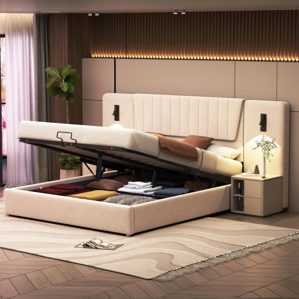 letto imbottito velluto beige 180 x 200 cm