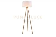 Piantana 1 luce Floor in legno e paralume in tessuto bianco attacco E27