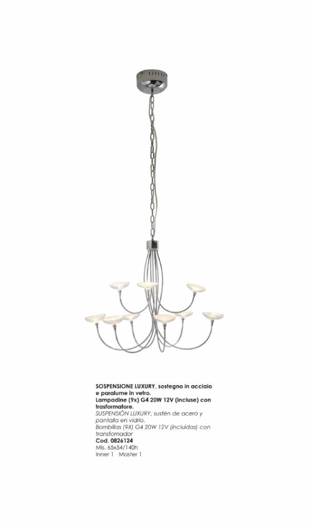 Sosp.Luxury H120 9Luci Vetro - Bizzotto
