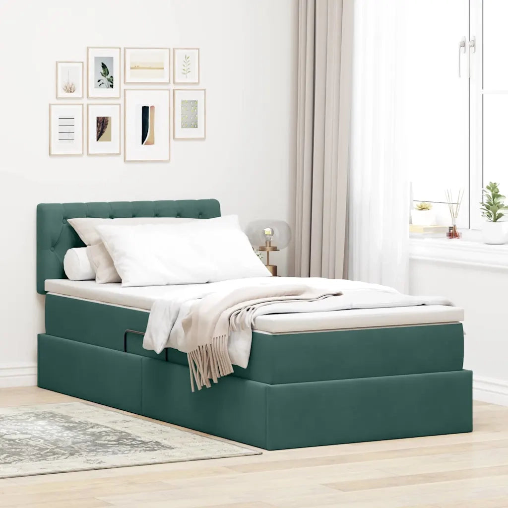 Letto con Contenitore Verde Scuro 90 x 190 cm Velluto