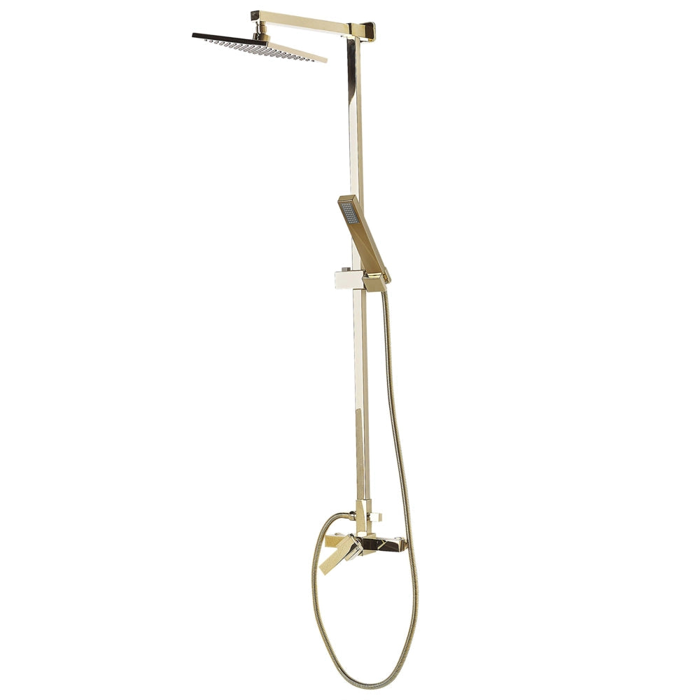Set Miscelatore Moderno Doccia A Pioggia In Ottone Dorato A Parete