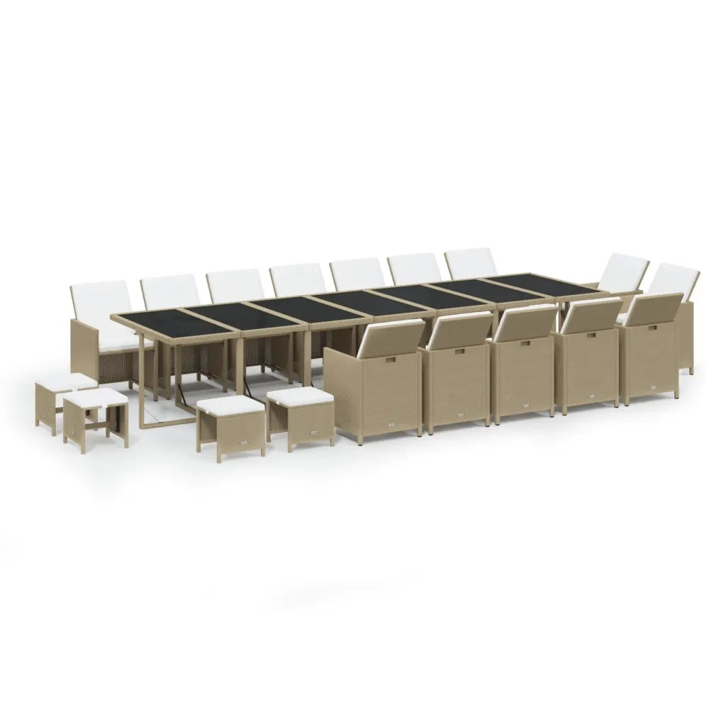 Set da Pranzo per Giardino 19pz con Cuscini in Polyrattan Beige 3095652