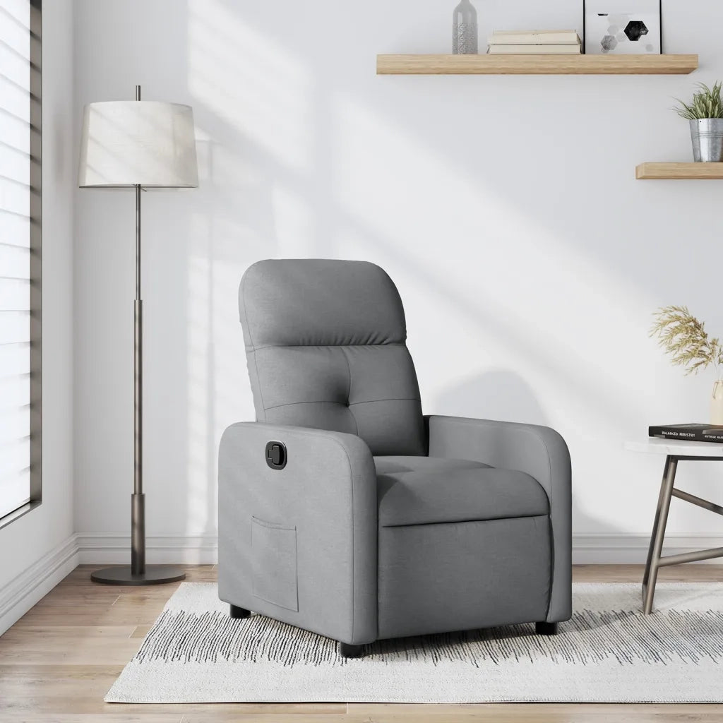 Poltrona | Sedia Relax Reclinabile in Tessuto Grigio Chiaro