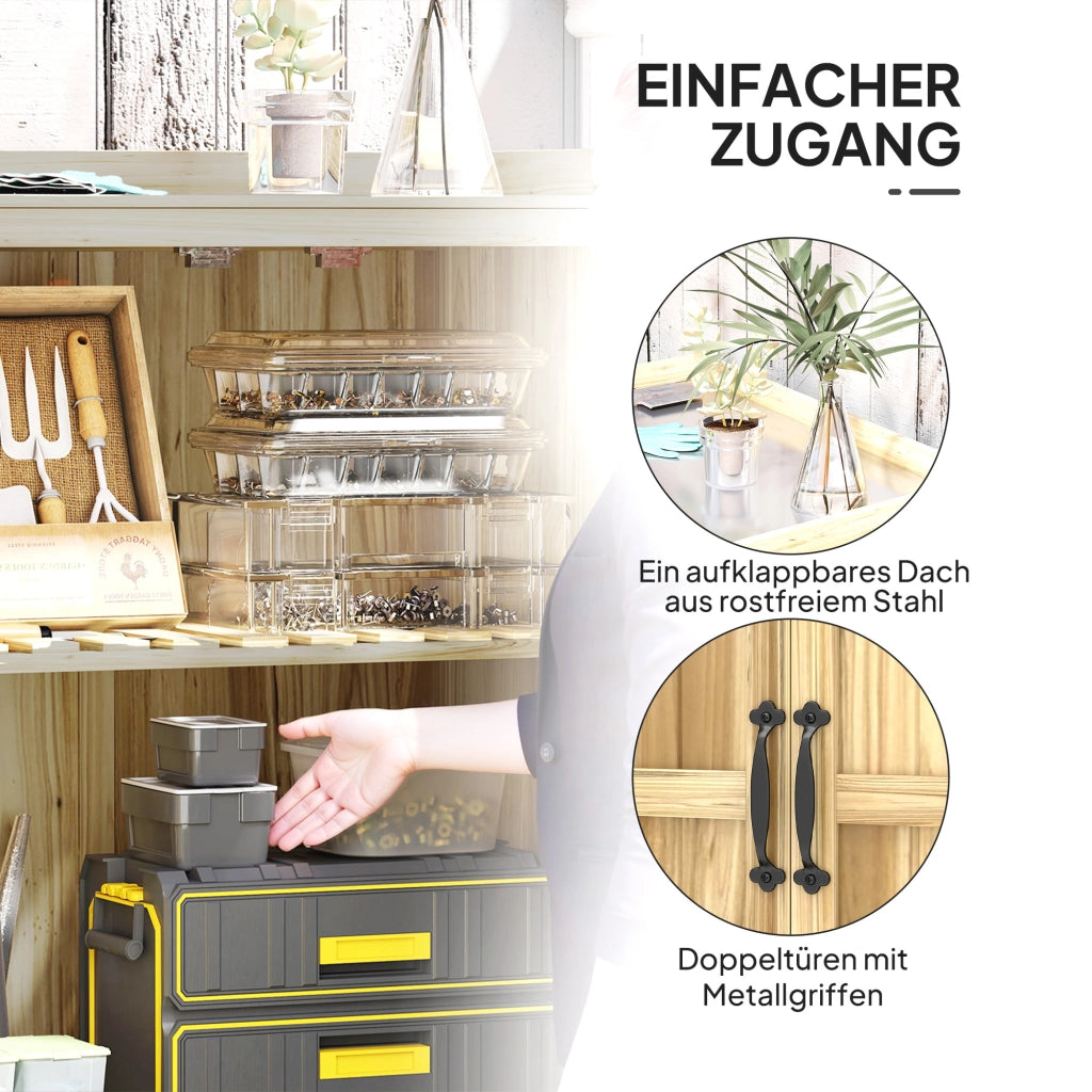 Armadio da giardino con ripiano ¨C zephmum ¨C legno e acciaio