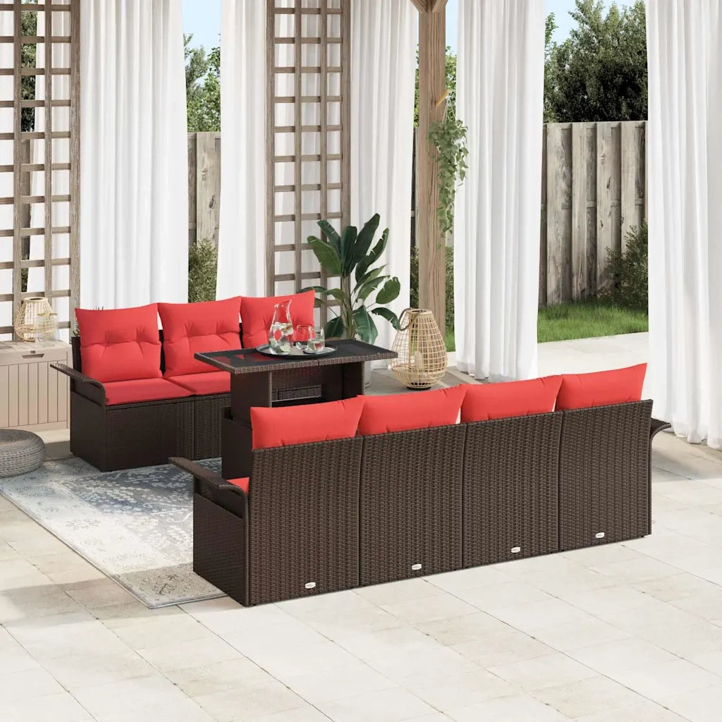 Set Divano da Giardino con cuscino 8 pcs Marrone polyrattan 3348230