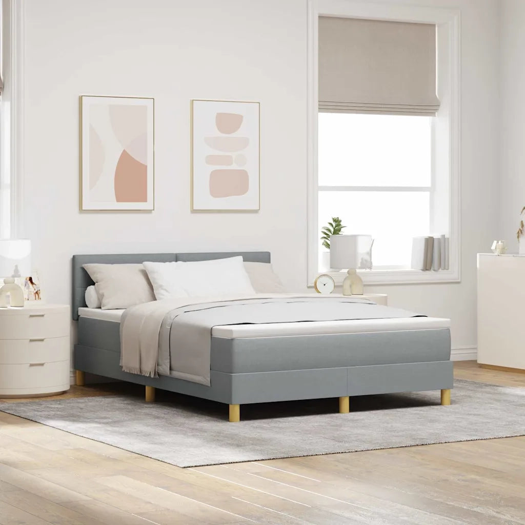 Letto a molle con cuscino Grigio chiaro 140 x 190 cm Tessuto 3338916
