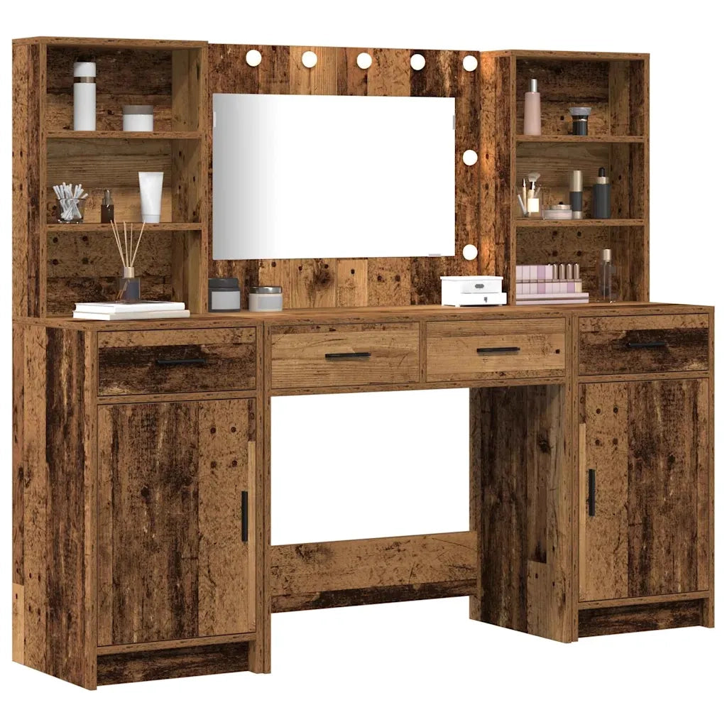Set da tavolo da trucco con LED con porta 3 pcs Legno vecchio 3334288