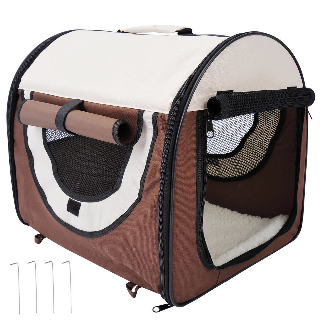 Trasportino per Cani e Gatti Pieghevole e Imbottito 61x46x51cm Caff¨¨