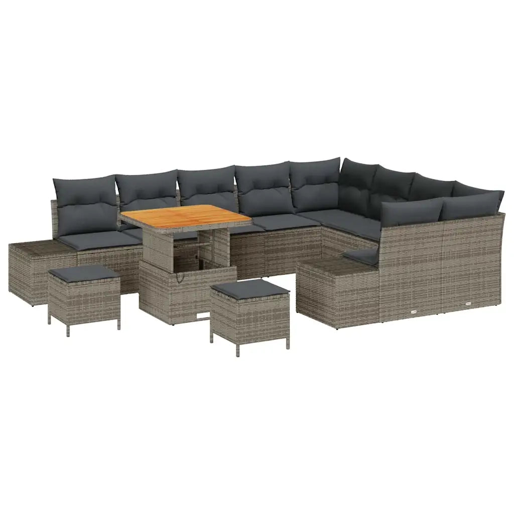 Set Divano da Giardino con cuscino 12 pcs Grigio polyrattan 3362823
