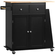 Tavolo da Cucina con Armadietto e 2 Cassetti ¨C Zephmum ¨C Legno, Nero, 89x45x89.5cm