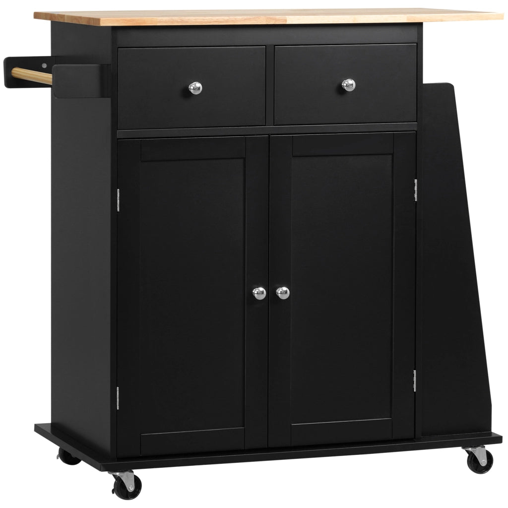 Tavolo da Cucina con Armadietto e 2 Cassetti ¨C Zephmum ¨C Legno, Nero, 89x45x89.5cm