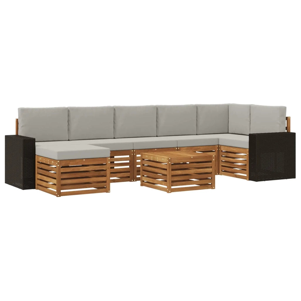 Set di divani da esterno 8 pcs Naturale e Grigio Chiaro 3384662