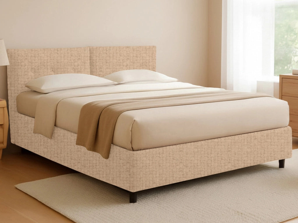 Leeds, Letto Piazza e Mezza Sfoderabile Made in Italy, Beige