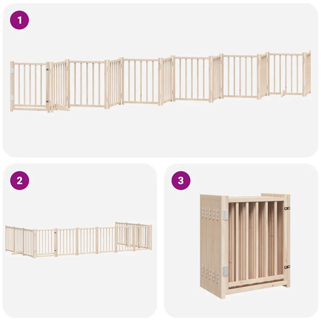 Cancello per Cani Porta Pieghevole 12 Pannelli 300 cm in Pioppo CFW5874108