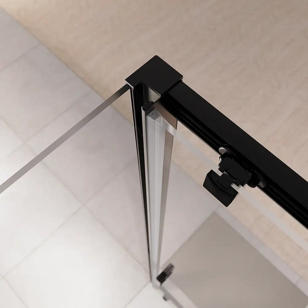 Box doccia 70x100 cm scorrevole vetro 6mm trasparente profili nero opaco | Lipari