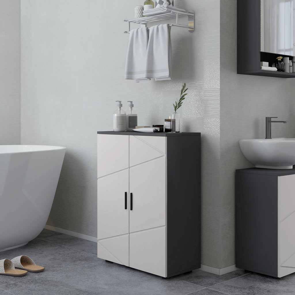 Mobile Bagno con Ante e Ripiani ¨C Zephmum ¨C Grigio 60x30x82