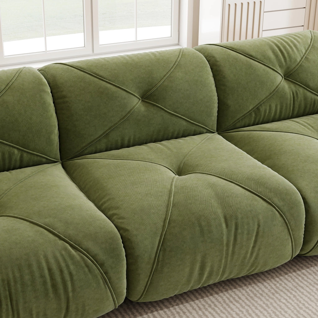 Sofa modulare a U 3 posti - Zephmum- 2 pouf inclusi tessuto comodo antiscivolo