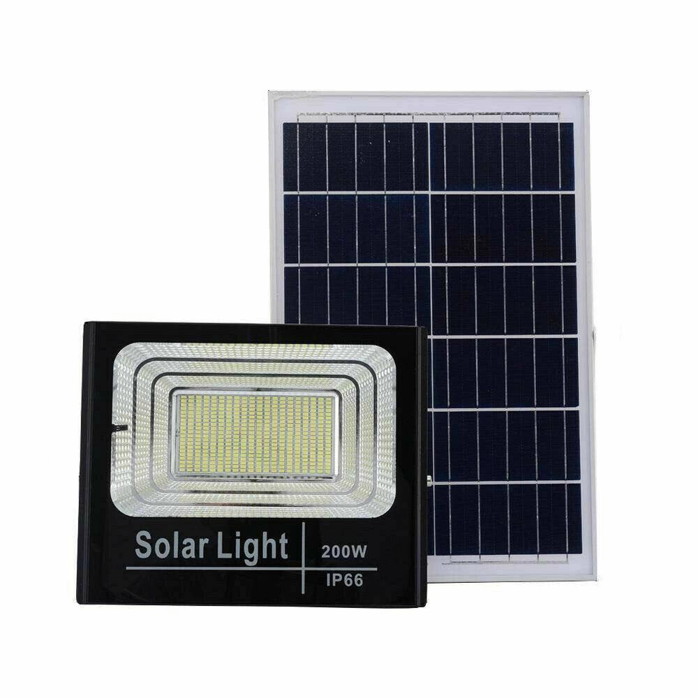 Trade Shop - Faro Led Con Pannello Solare Faretto Crepuscolare 200w Per Esterno + Telecomando -