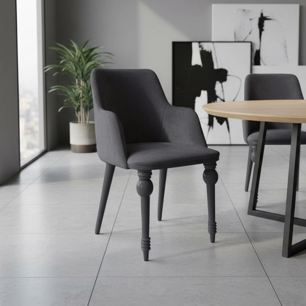 Set 2 Sedie in vellutino grigio con gambe in tinta Zen – Elegante e confortevole