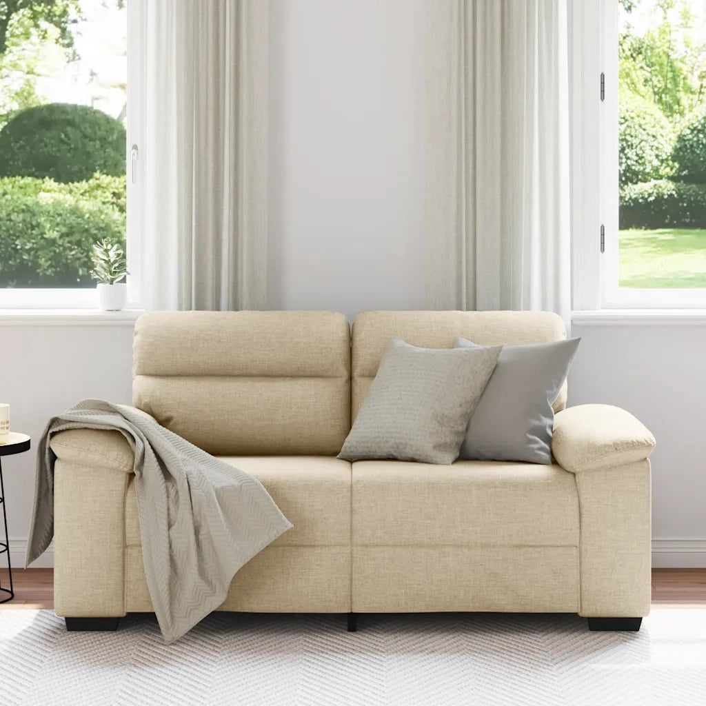 Divano a 2 Posti Crema 160x81x84 cm in Tessuto 4105304