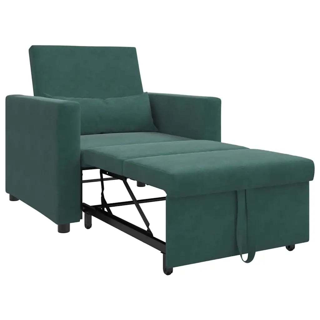 Divano letto estraibile singolo con ruote Verde scuro Velluto 42002699