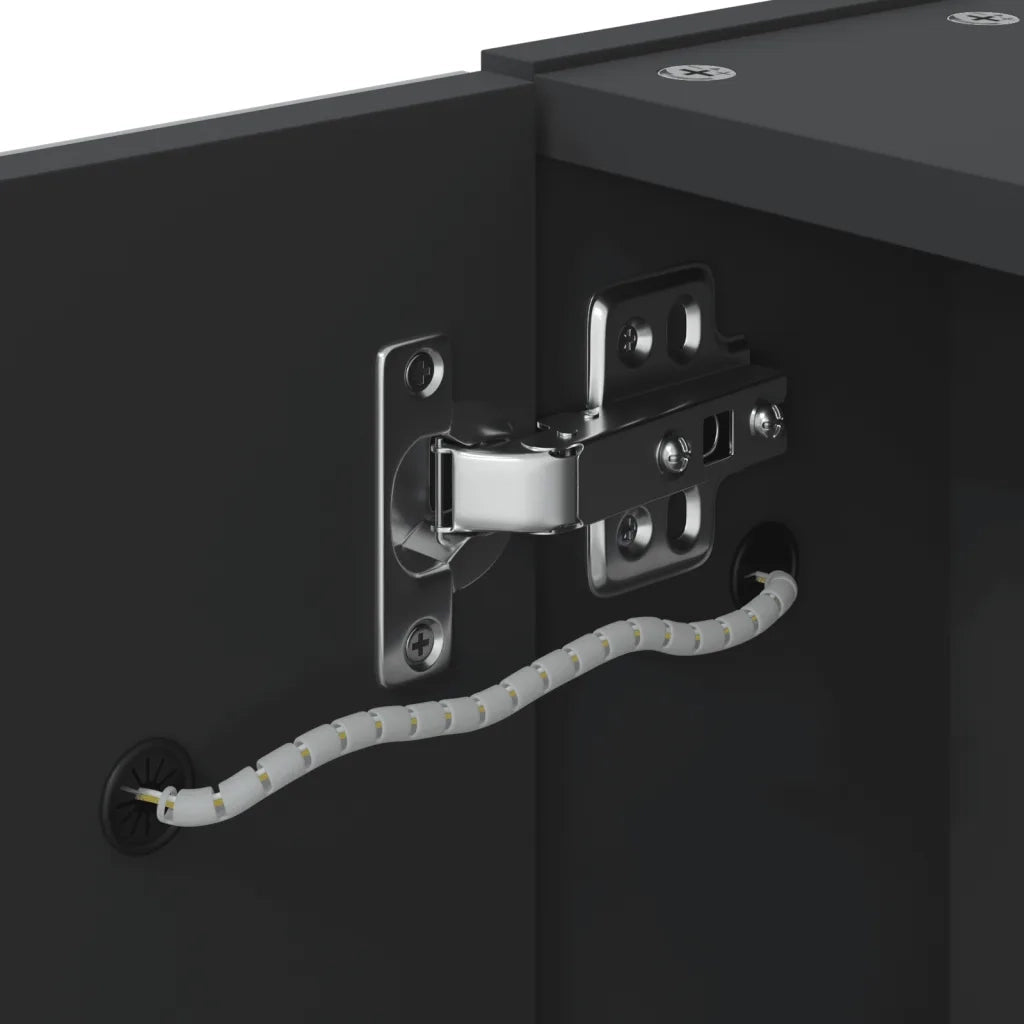Armadietto Bagno con Specchio e LED-Mobile bagno con specchio Nero 45x13x52 cm