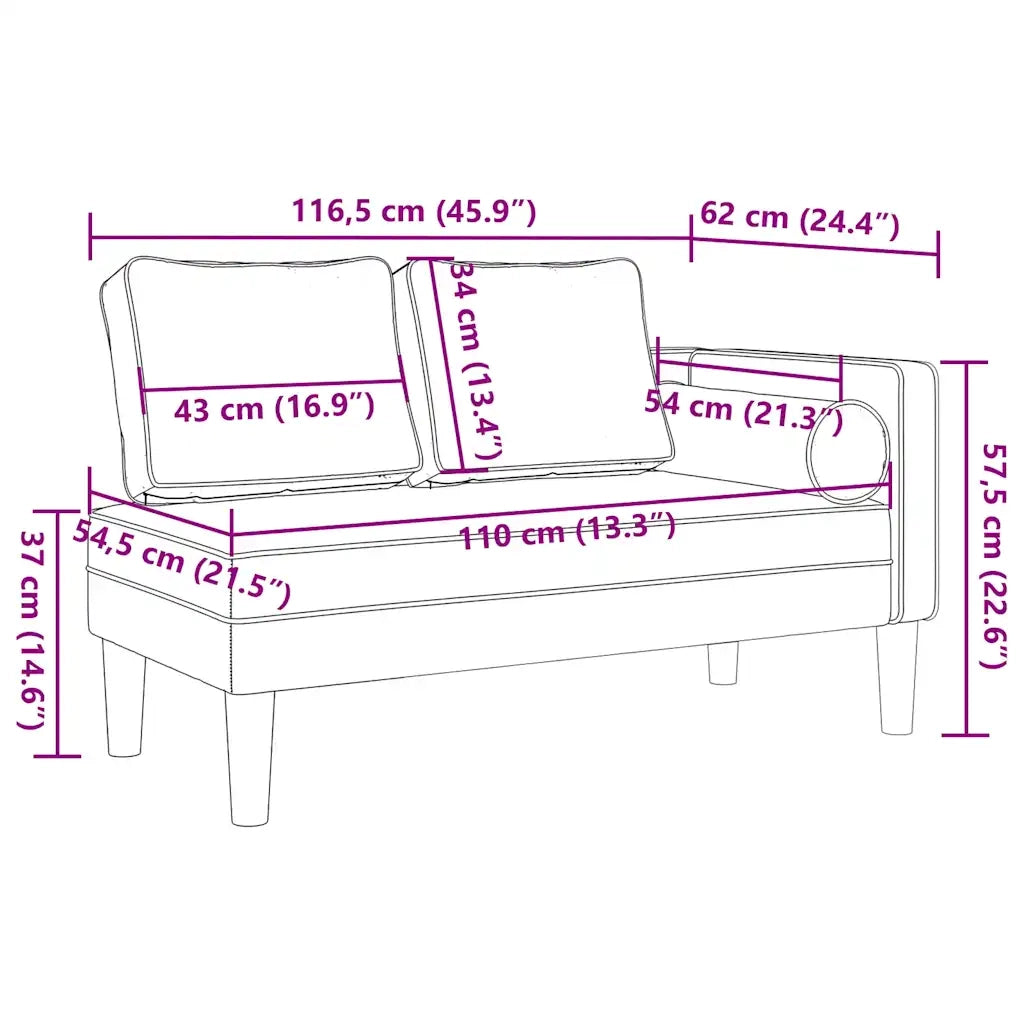 Chaise Longue con Cuscini Crema in Velluto 4007578