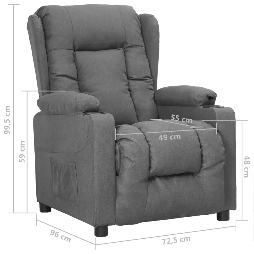 Poltrona | Sedia Relax Reclinabile in Tessuto Grigio Chiaro