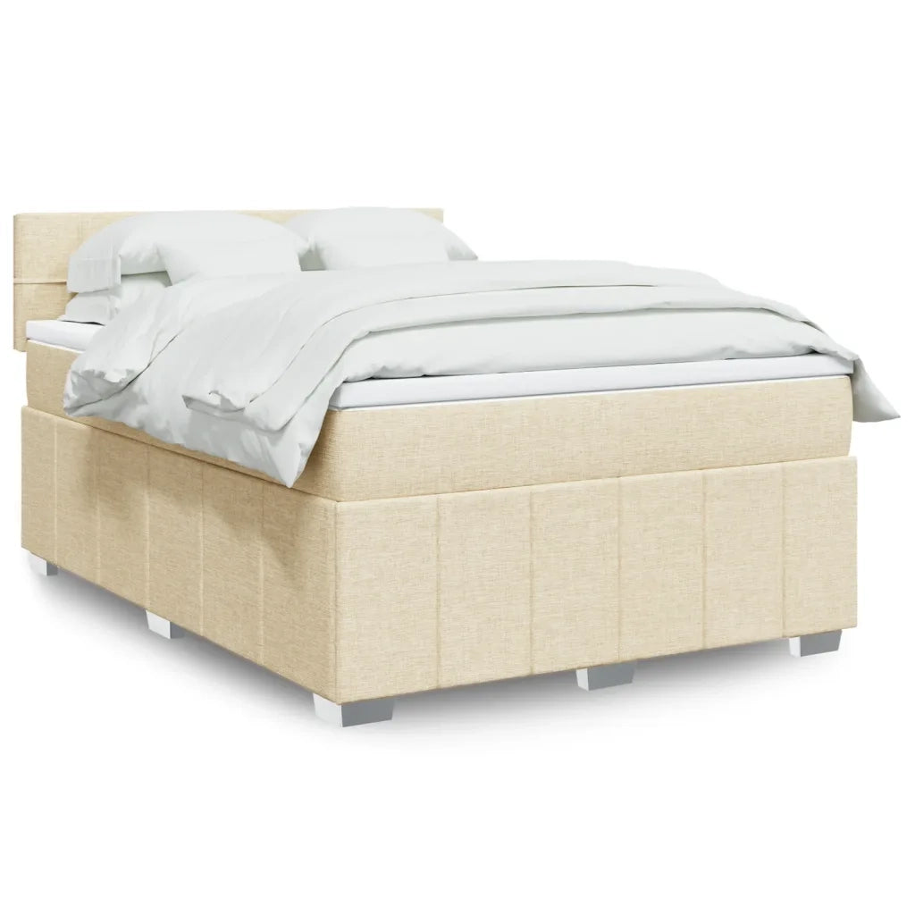 Giroletto a Molle con Materasso Crema 160x200 cm in Tessuto 3287124