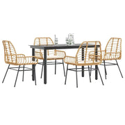 Set da Pranzo da Giardino 5pz con Cuscini Polyrattan Vetro 3334557