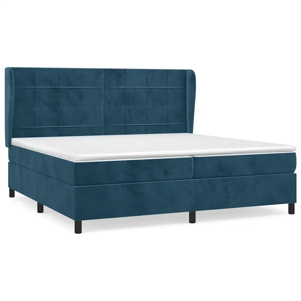 Giroletto a Molle con Materasso Blu Scuro 200x200 cm in Velluto 3129235