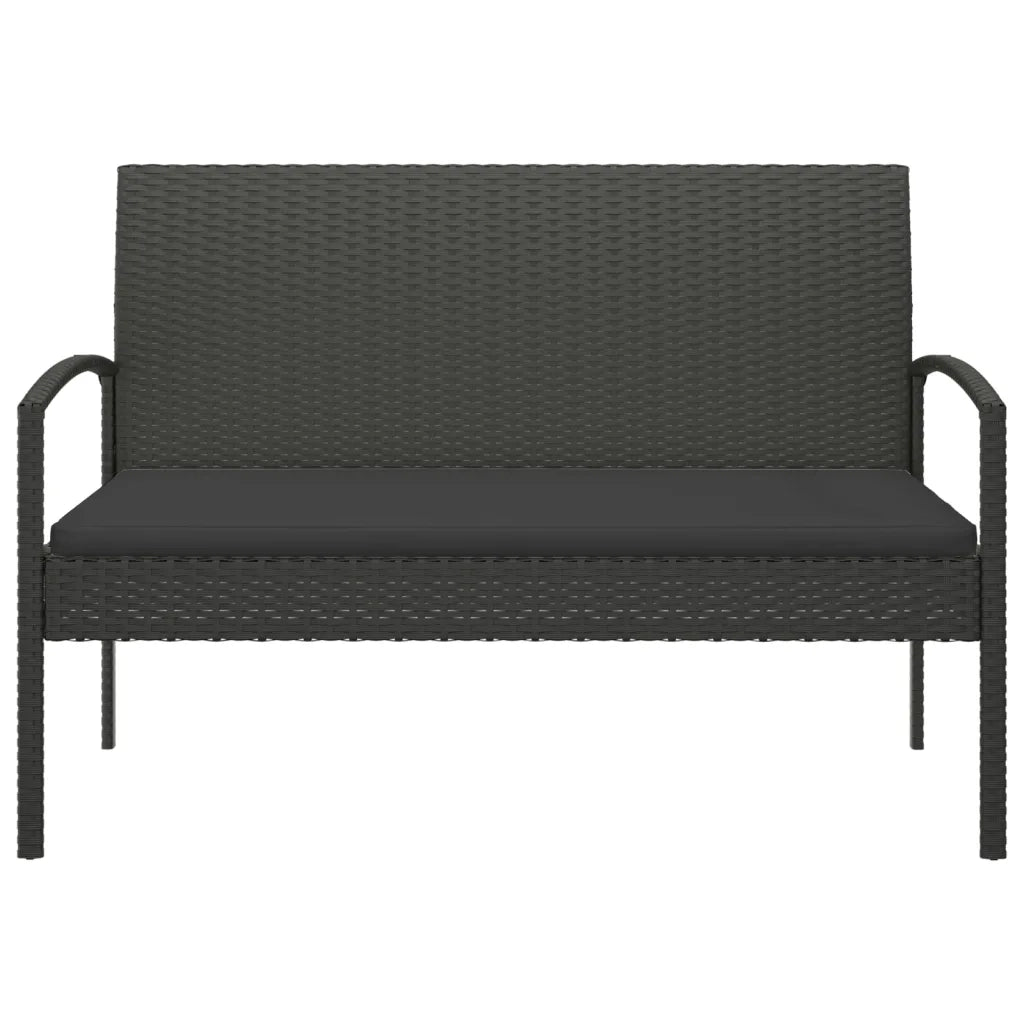 Panca da Giardino con Cuscino Nera 105 cm in Polyrattan 362168