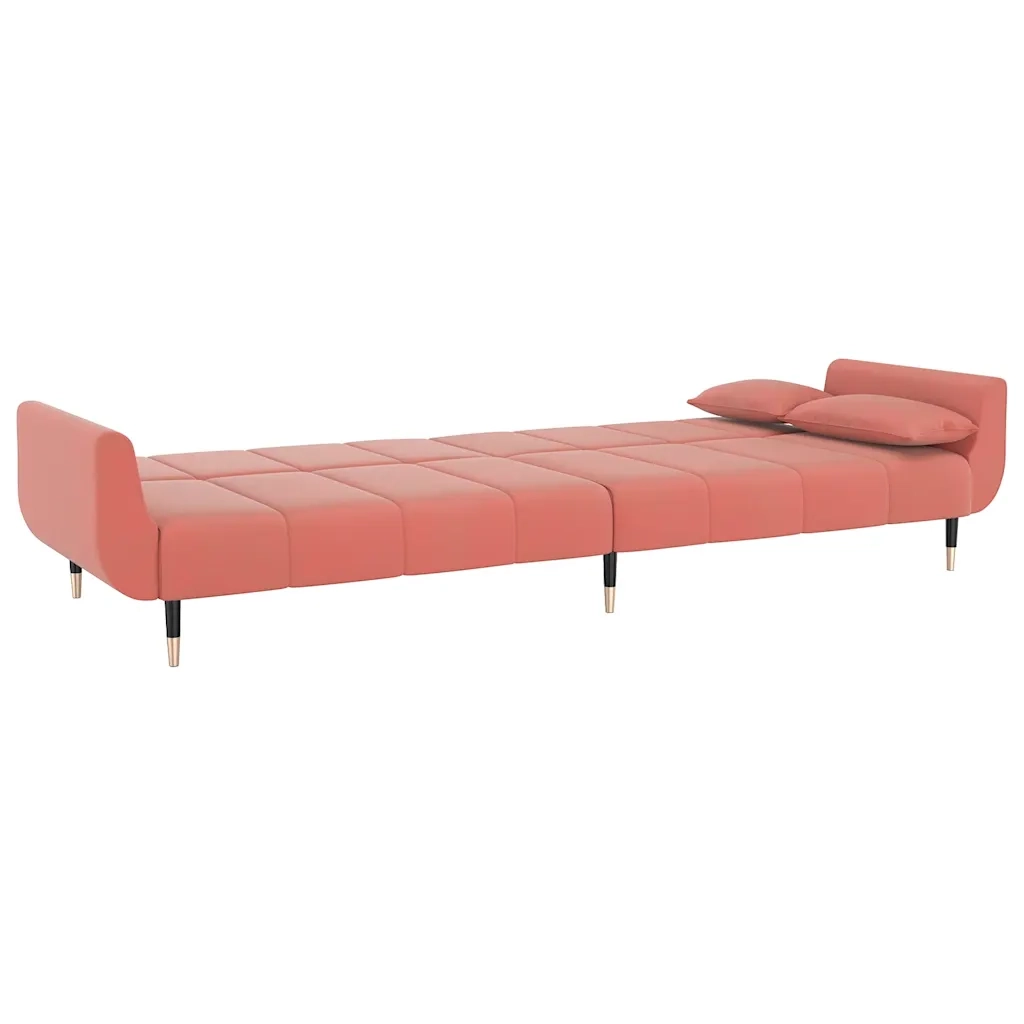 Divano Letto a 2 Posti con 2 Cuscini-Sofa Letto 2 Posti-Daybed Rosa in Velluto 204754